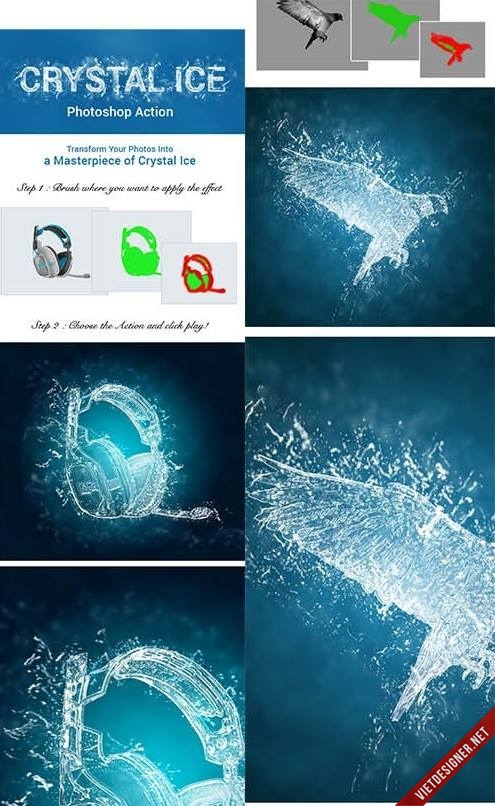 Share bộ action hiệu ứng đông đá pha lê ảo diệu – Crystal Ice Photoshop Action